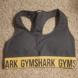 Gymshark Charcoal and Yellow Racerback Bra
